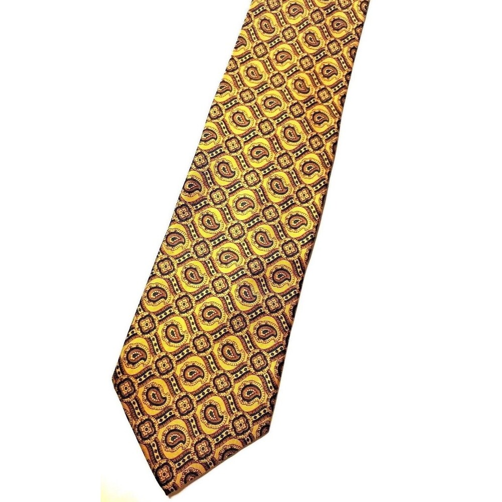Biella G. Vasta Mens silk Necktie Gold paisley design